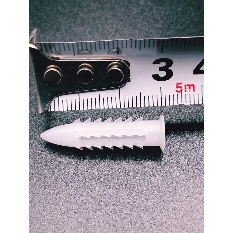 COMBO 5 BỘ ỐC VÍT 4.0 x 25MM KÈM TẮC KÊ TRẮNG 3 PHÂN 6 KHÍA,BẮN TƯỜNG -GỖ - BÊ TÔNG.