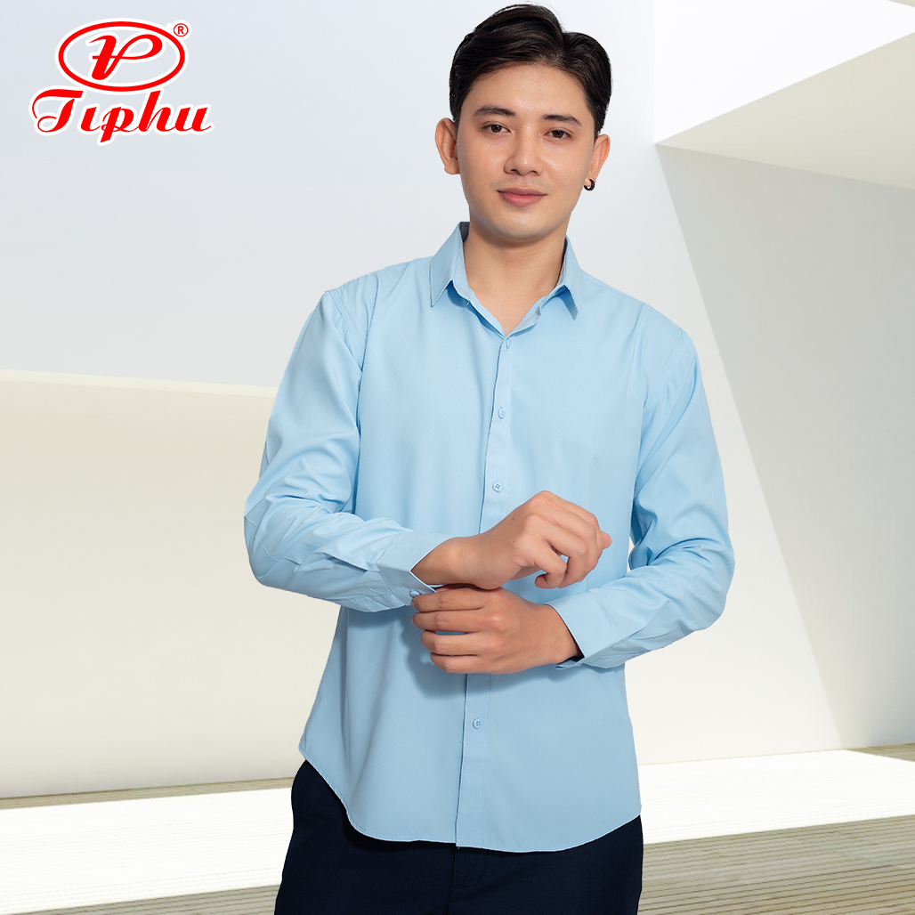 Áo sơ mi nam form body slim fit, phong cách Hàn, không túi, vải màu trơn Bamboo mượt mát, hiệu Amazing