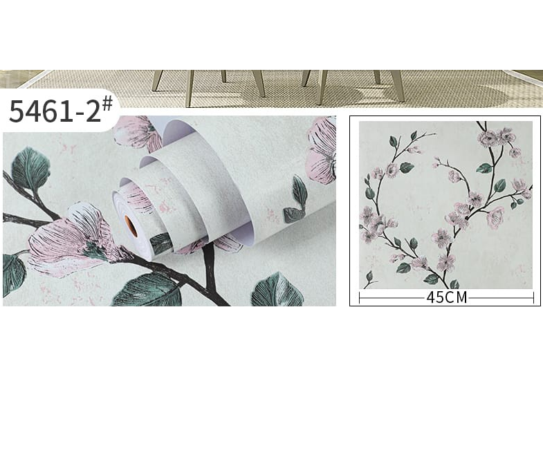 Combo 10 mét giấy dán tường, decal dán tường trang trí nhà cửa NHÀNH HOA CỔ ĐIỂN NHẠT khổ 45cm