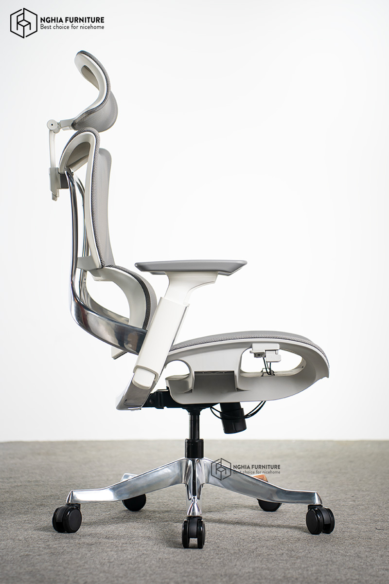 Ghế công thái học Nghia Furniture MAZA, Khung nhôm nguyên khối, lưới Wintex Hàn Quốc, Piston class 4 Samhongsa Hàn Quốc