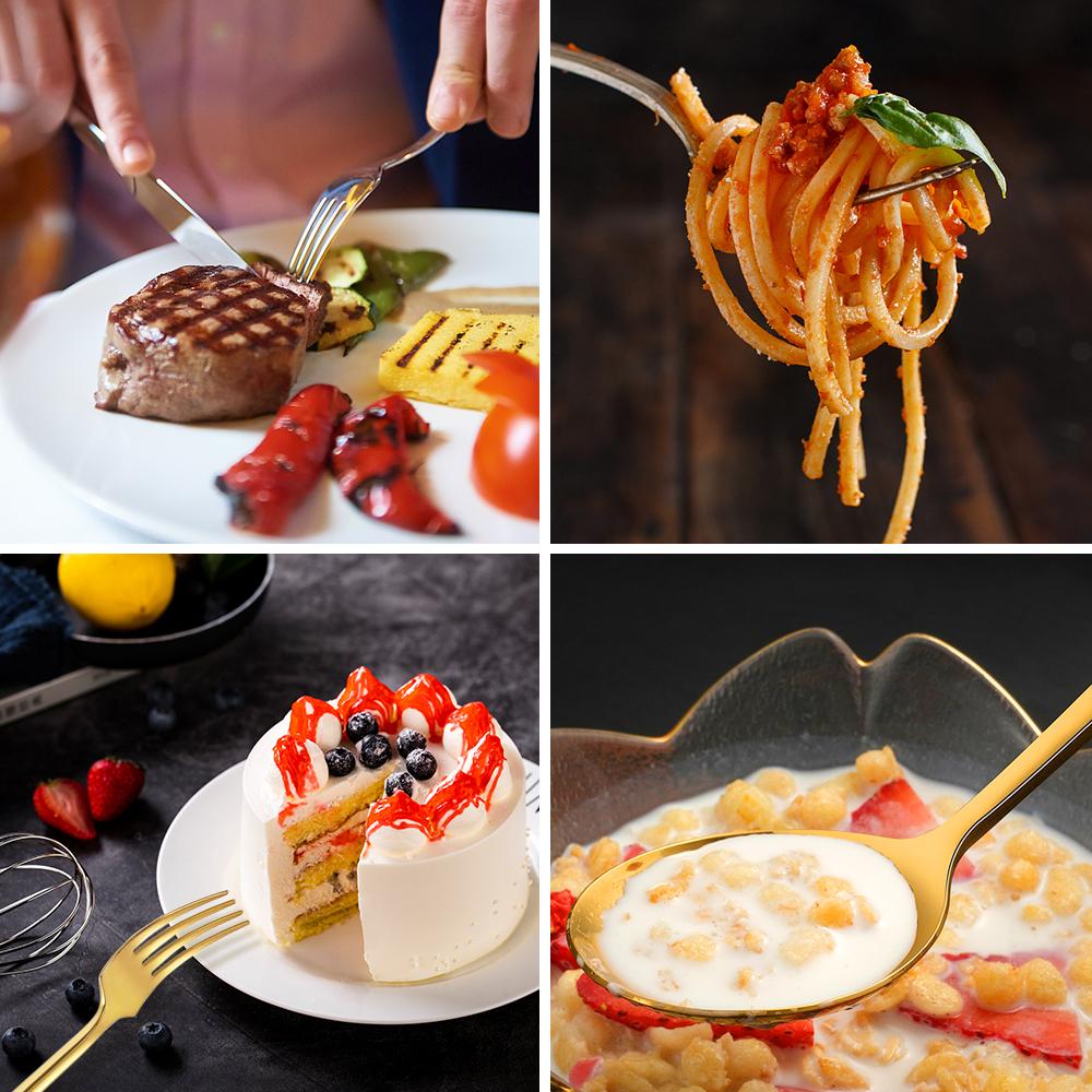 Rodanny 24Pcs Bộ Đồ Ăn Giỏ Muỗng Nĩa Dao Nhà Bếp Bộ Dao Kéo Inox Chén Ăn Bữa Tối Bộ Muỗng Và Nĩa Bộ