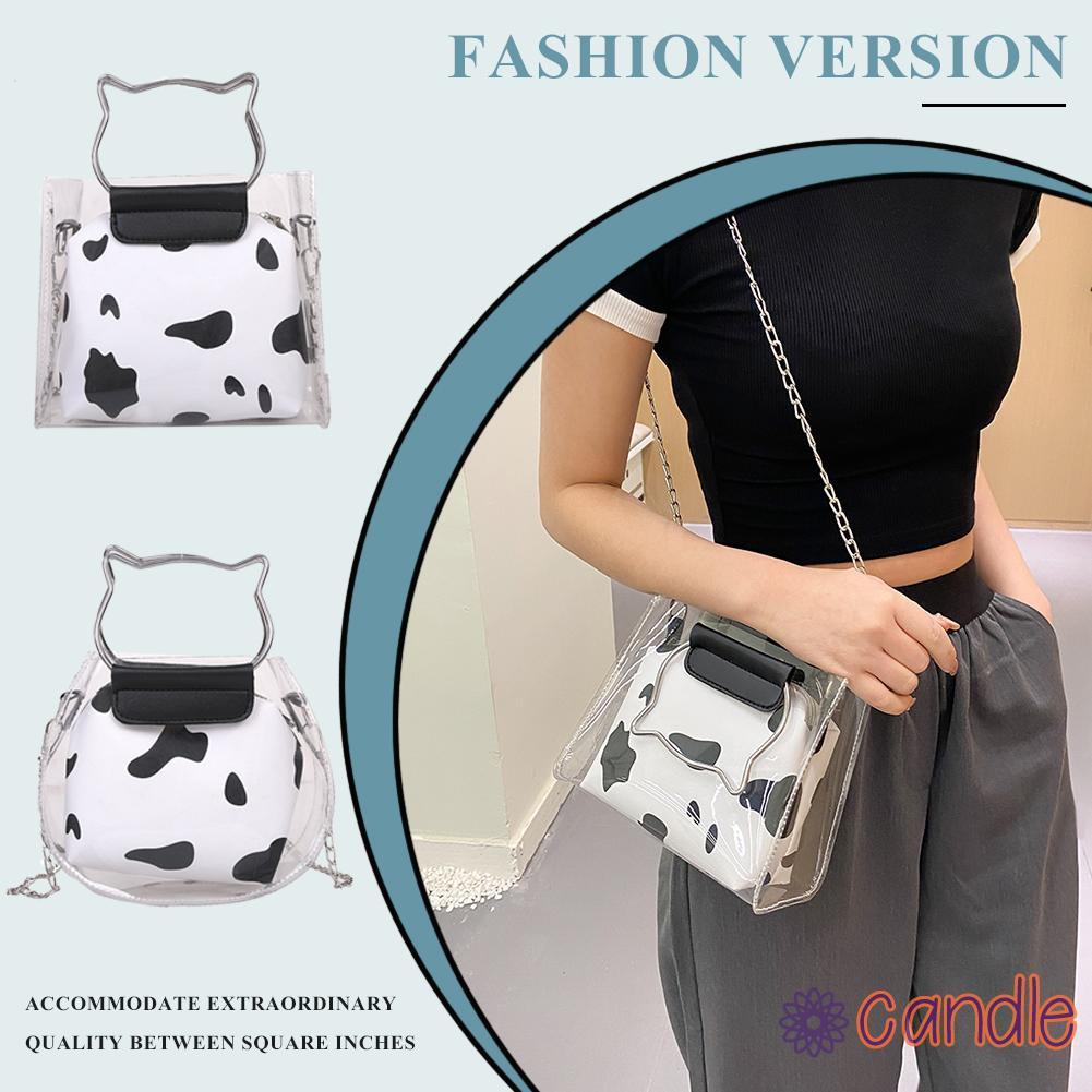 Túi Đeo Chéo Trong Suốt Họa Tiết Bò Sữa Thời Trang