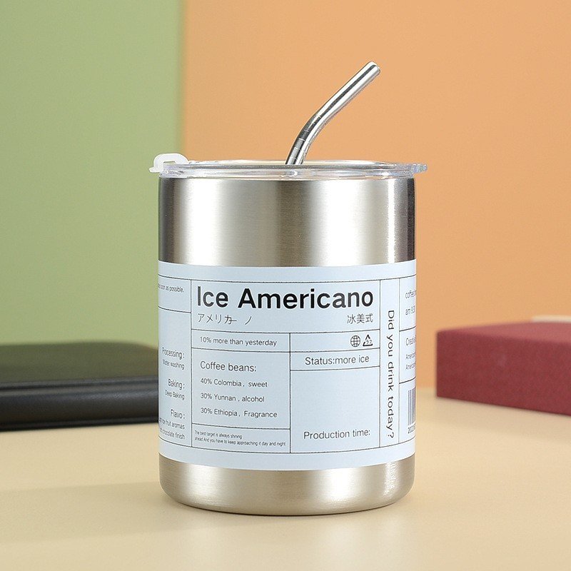 Ly giữ nhiệt Iced Americano + Good Morning - INOX 304 + Tặng kèm túi xách ly ( màu ngẫu nhiên)