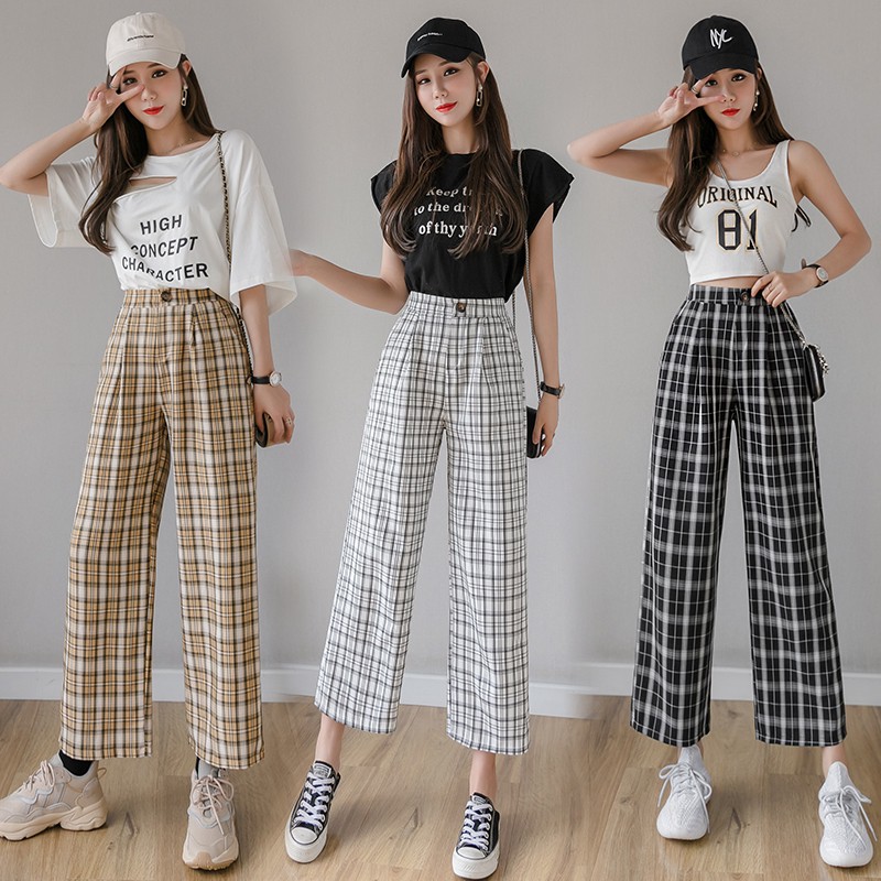 Quần ống rộng kẻ nhiều màu bắt mắt, lên đồ cực xinh