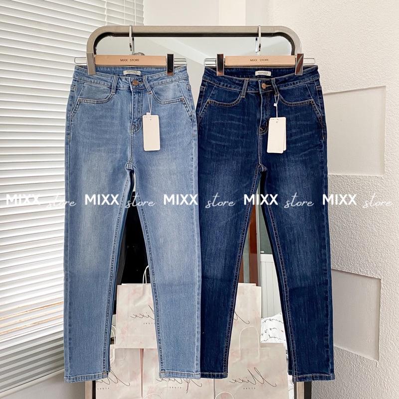 Quần Jean Nữ Skinny Trơn chất dày dặn co giãn thoải mái phom 9 tấc lưng vừa ngang rốn