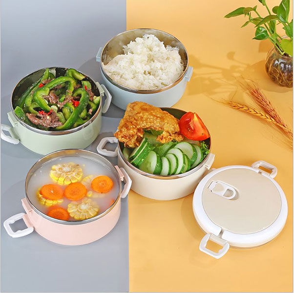 Hộp Cơm Giữ Nhiệt Inox 304 2 Tầng Tròn 2 Lớp Chống Gỉ Và Tràn Đổ