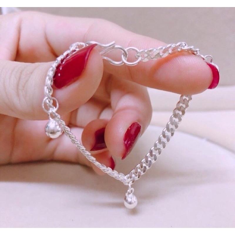 Lắc tay bạc đơn gắn chuông  cho bé yêu ,bạc đẹp -Bạc npj