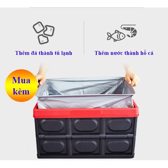 Thùng nhựa đựng đồ cho cốp xe ô tô có thể gấp xếp gọn có chốt gài thùng 30L hoặc 55L