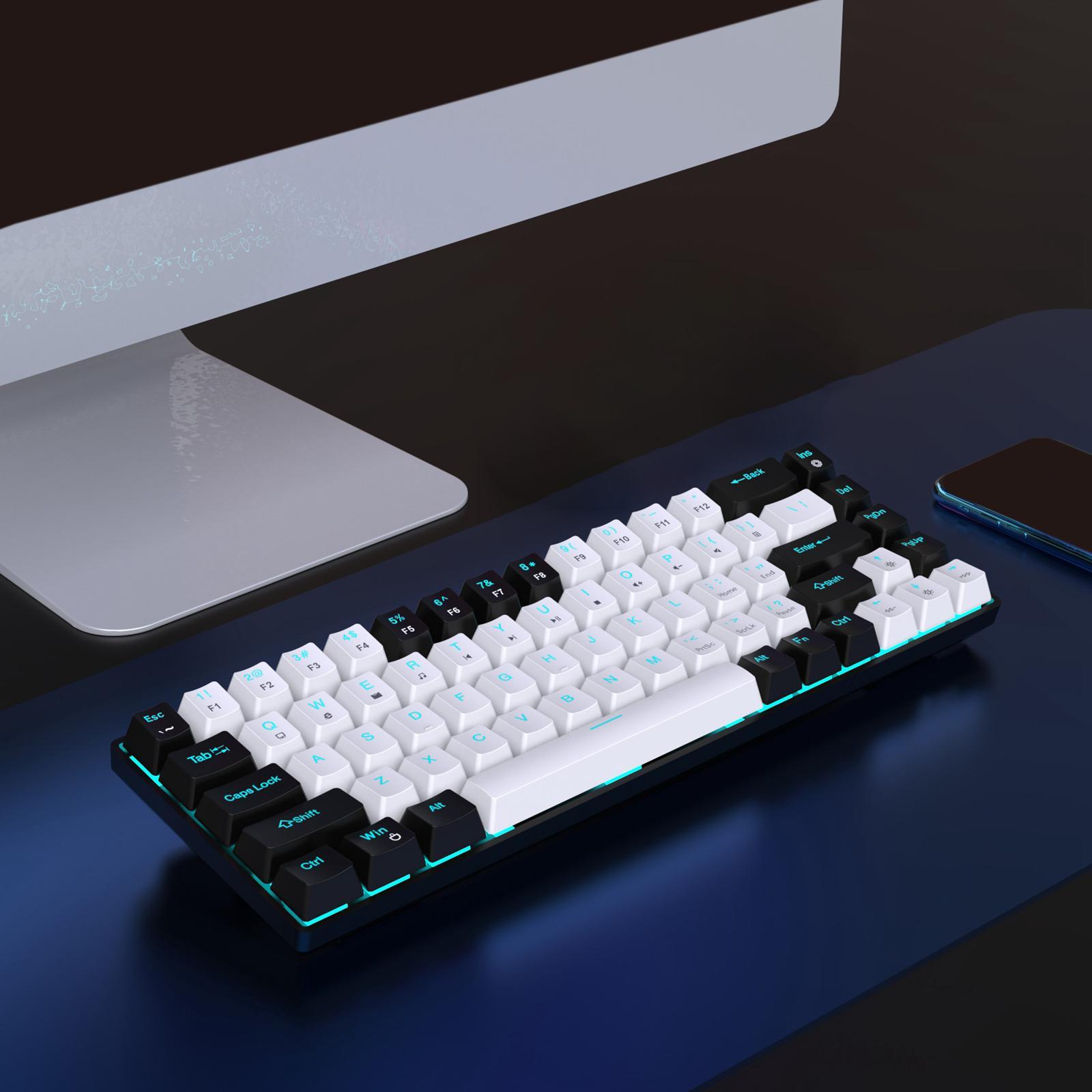 Mechanical Keyboard Wired with Blue Backlight Gaming Keyboard for Desktop PC