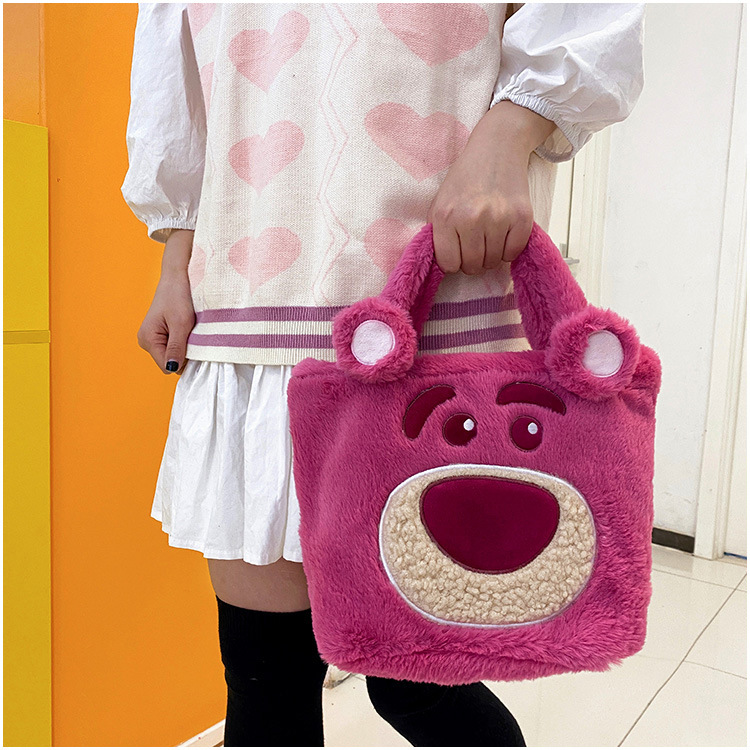 Túi Gấu Dâu Lotso Xách Tay Đeo Vai, Túi Tote Gấu Dâu Size Vừa