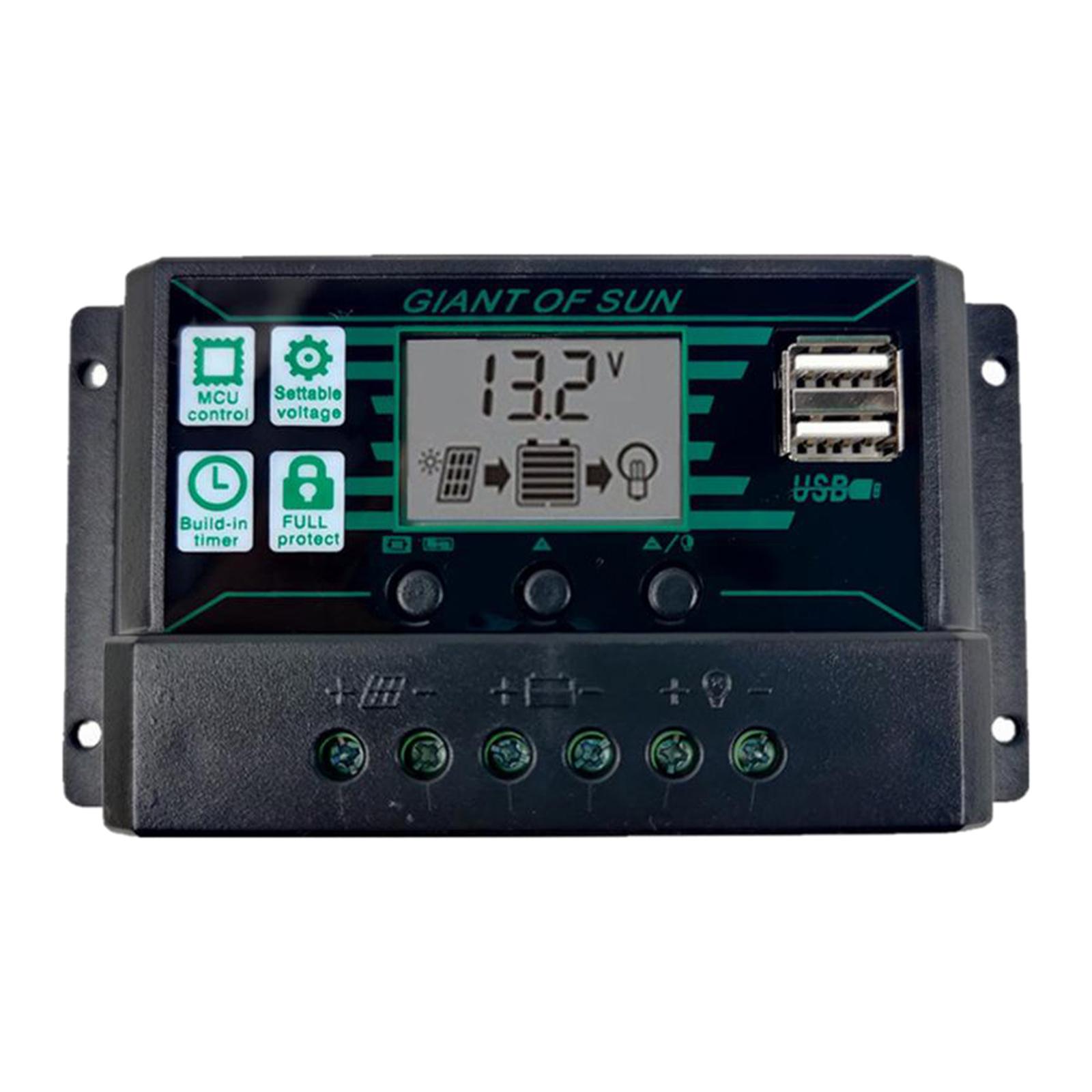 20- MPPT PWM Solar Panel Battery Regulator Charge Controller LCD Display 20A