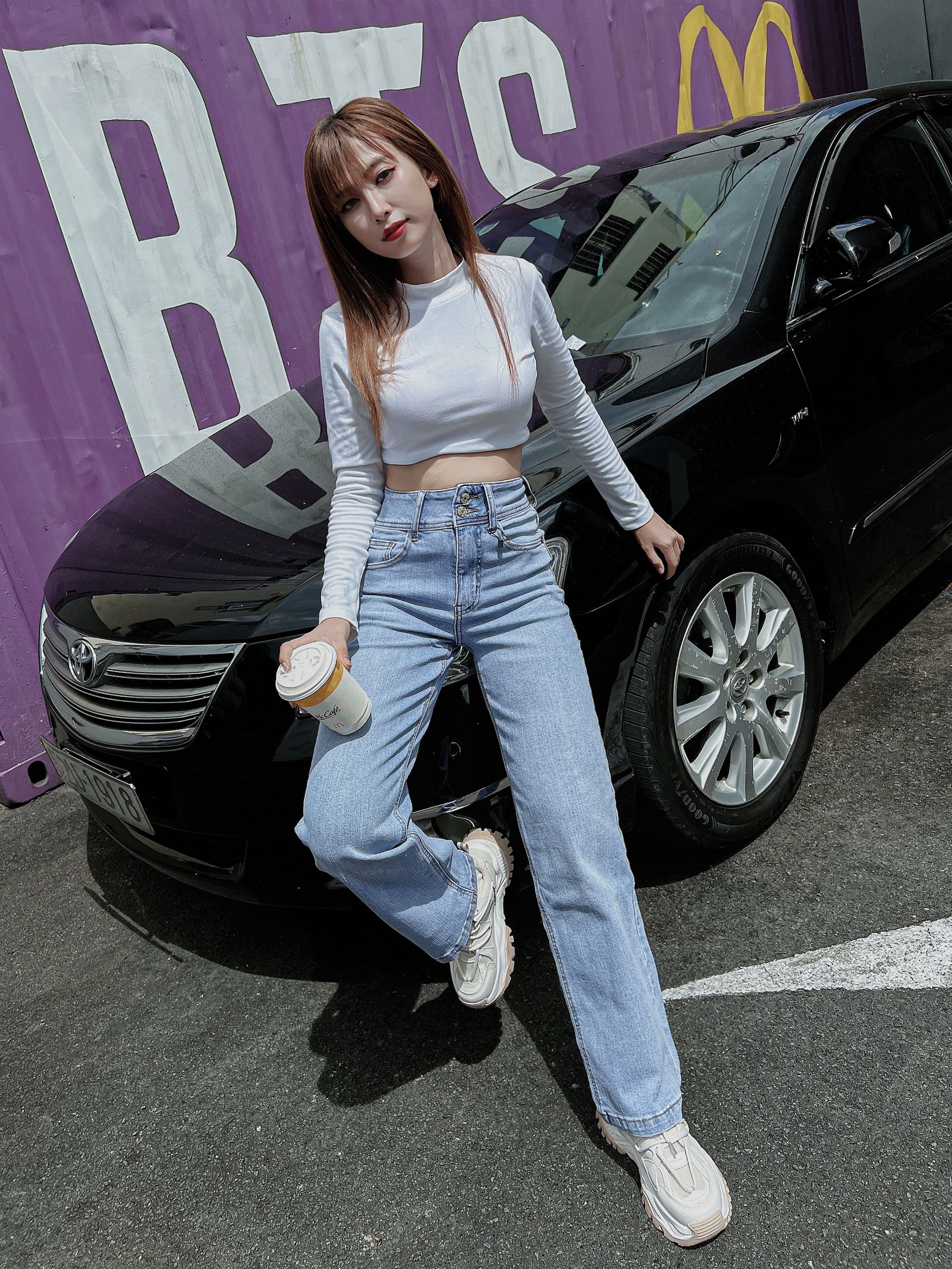 Quần jeans suông đứng dáng dài 2 nút HQJEANS