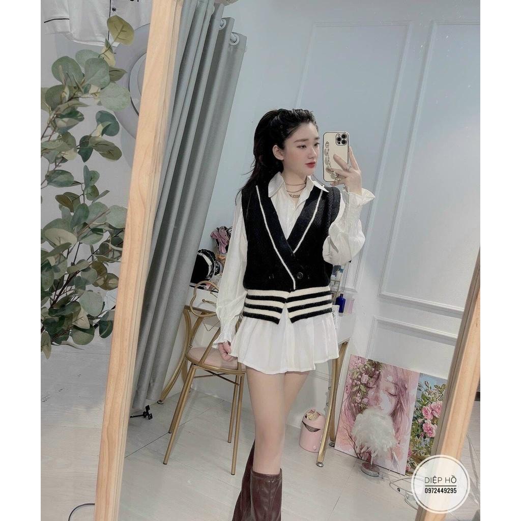 Áo Len lông gile khuy lệch trơn