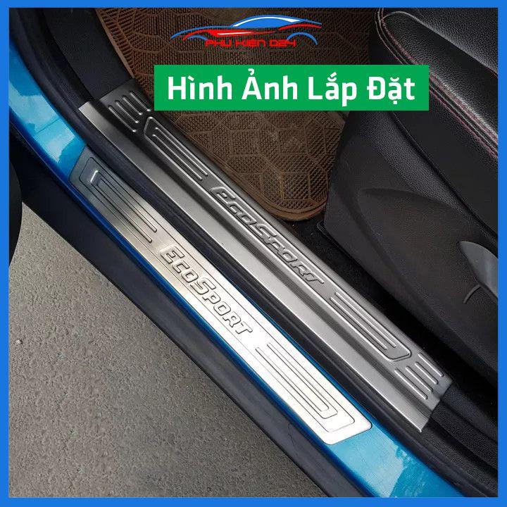 Bộ ốp bậc cửa trong ngoài nẹp bước chân Ecosport 2018-2019-2020-2021-2022 Inox chống trầy trang trí xe