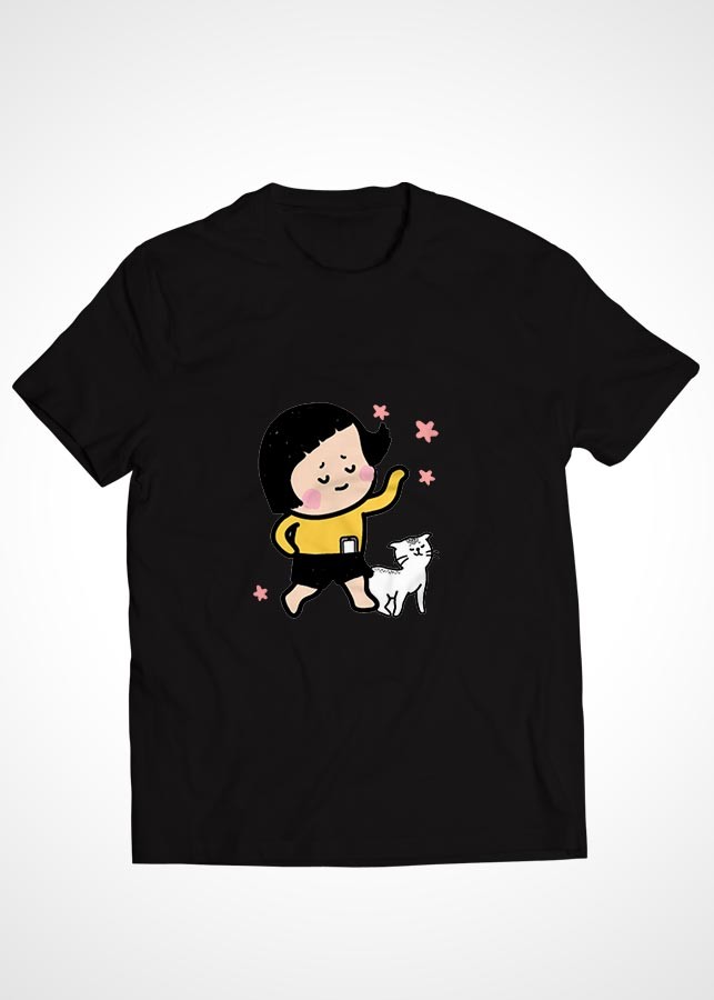 Áo thun cặp đôi Cotton màu đen in hình mẫu 29