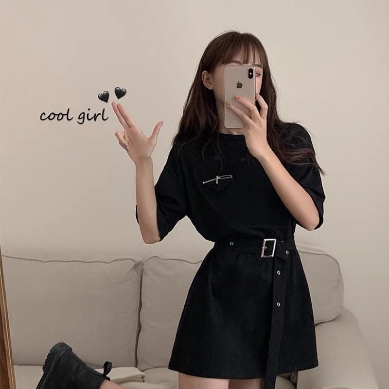 Đầm thun tay lỡ kèm belt cá tính mẫu 2021