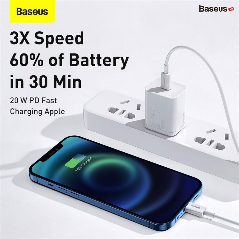 Cáp sạc nhanh siêu bền C to Lightning Baseus Superior Series PD 20W cho iPhone 12/11 Series (Type C to Lightning PD 20W/18W Fast charge &amp; 480Mbps Data, TPE Cable) - Hàng chính hãng