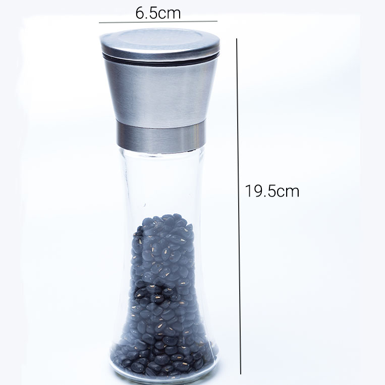 Lọ xay tiêu cầm tay nắp viền inox 304 lọ thủy tinh Hobby Home Decor XT mẫu thon cao và mẫu thấp tùy chọn
