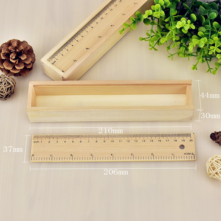 Hộp bút bằng gỗ thông 100% dành cho học sinh kích thước 21x3x4cm kèm thước kẻ