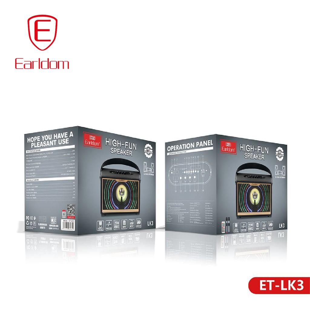 Loa Bluetooth xách tay Earldom ET-LK3 ( Kèm 2 mic không dây) - Hàng chính hãng