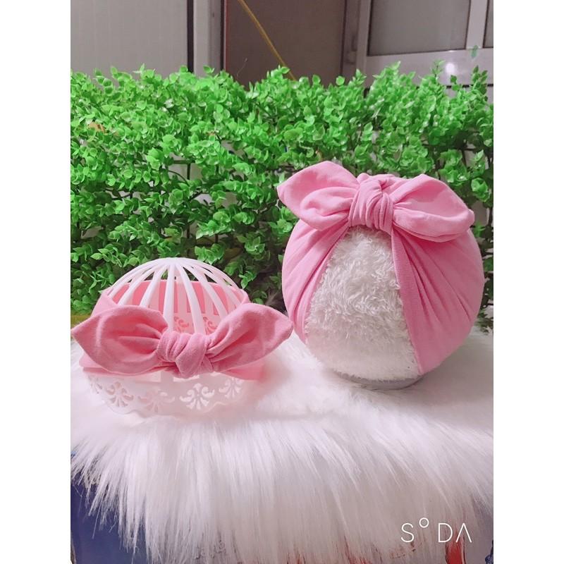 Turban cho bé - mầu hồng mẫu tai thỏ nhỏ (sz 5-10kg có tách lẻ)