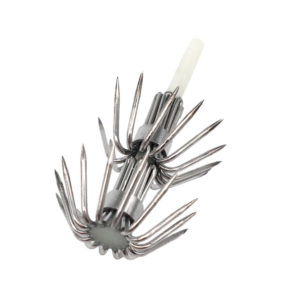 30pcs Stainless Steel Luminous Squid Lure Hooks Fishing Egi Jig Hooks