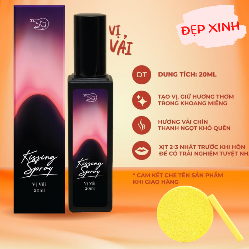 Kissing Spray - Xịt thơm miệng vị Vải cho Kissaholics - Loli &amp; The Wolf Tặng Kèm Mút Rửa Mặt