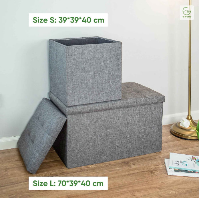 Ghế đựng đồ đa năng, Hộp đựng đồ kiêm ghế sofa mini, Thùng đựng đồ kiêm ghế ngồi khung gỗ bọc vải chắc chắn, tiện lợi