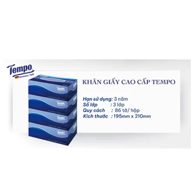 [MUA 5 KHĂN GIẤY HỘP TẶNG 1 KHĂN GIẤY HỘP] Khăn Giấy Hộp Rút Cao Cấp Tempo - 3 lớp bền dai, không kích ứng da - Thương hiệu Đức, Hương Gỗ táo Giao Bao Bì Tết