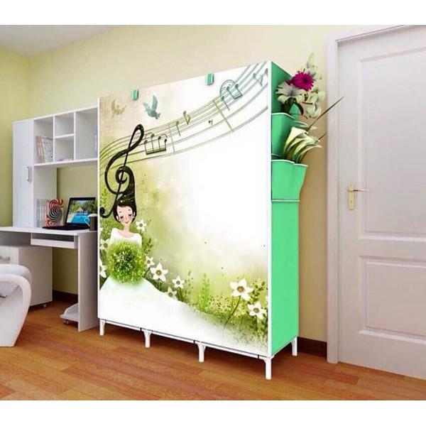 Tủ Vải Đựng Quần Áo 3D 3 Buồng 8 Ngăn Đa Năng - Tiện Dụng