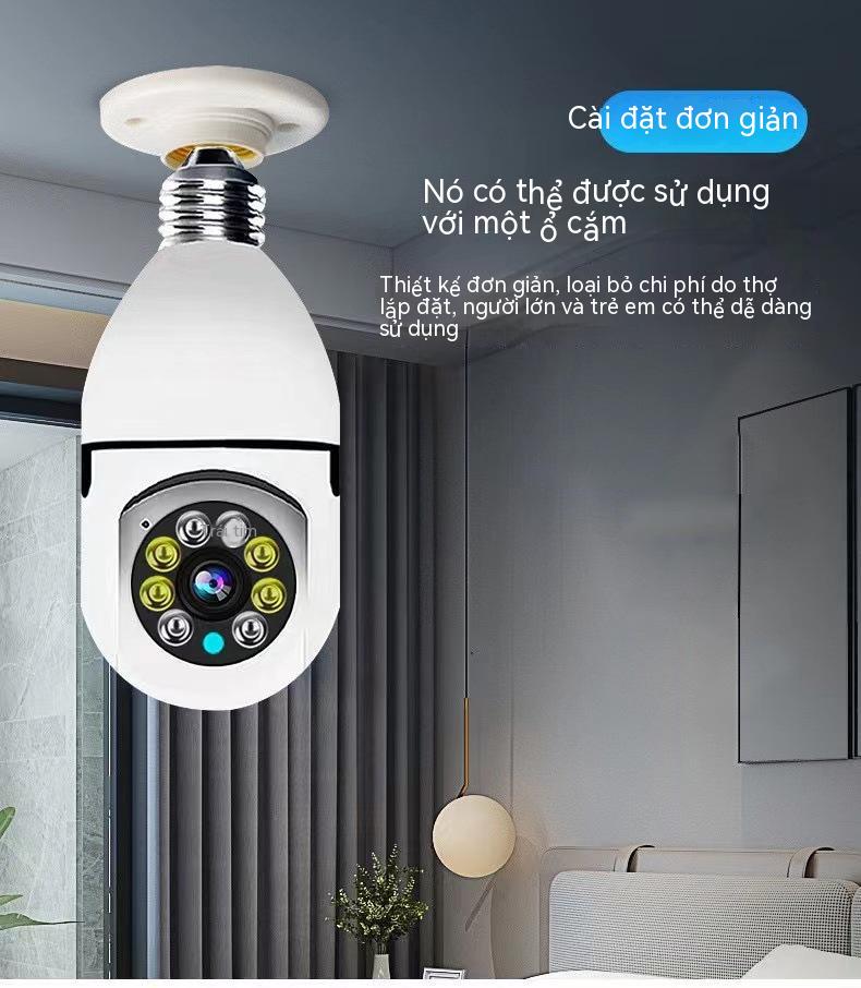 Bóng đèn hình ảnh máy ảnh không dây 360 độ panoramic bóng đèn điện thoại di động WiFi ở xa màu sắc Đèn giám sát