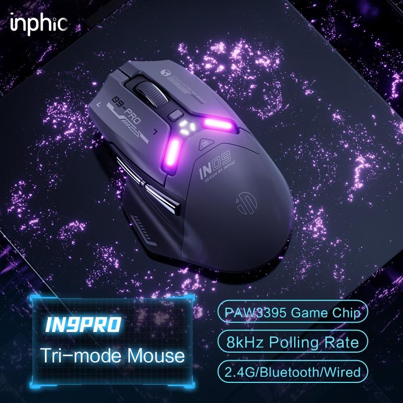 Chuột chơi game bluetooth không dâyTEKKIN IN9 pro  Bluetooth5.0 Tri-mode PAW3395  - hàng chính hãng