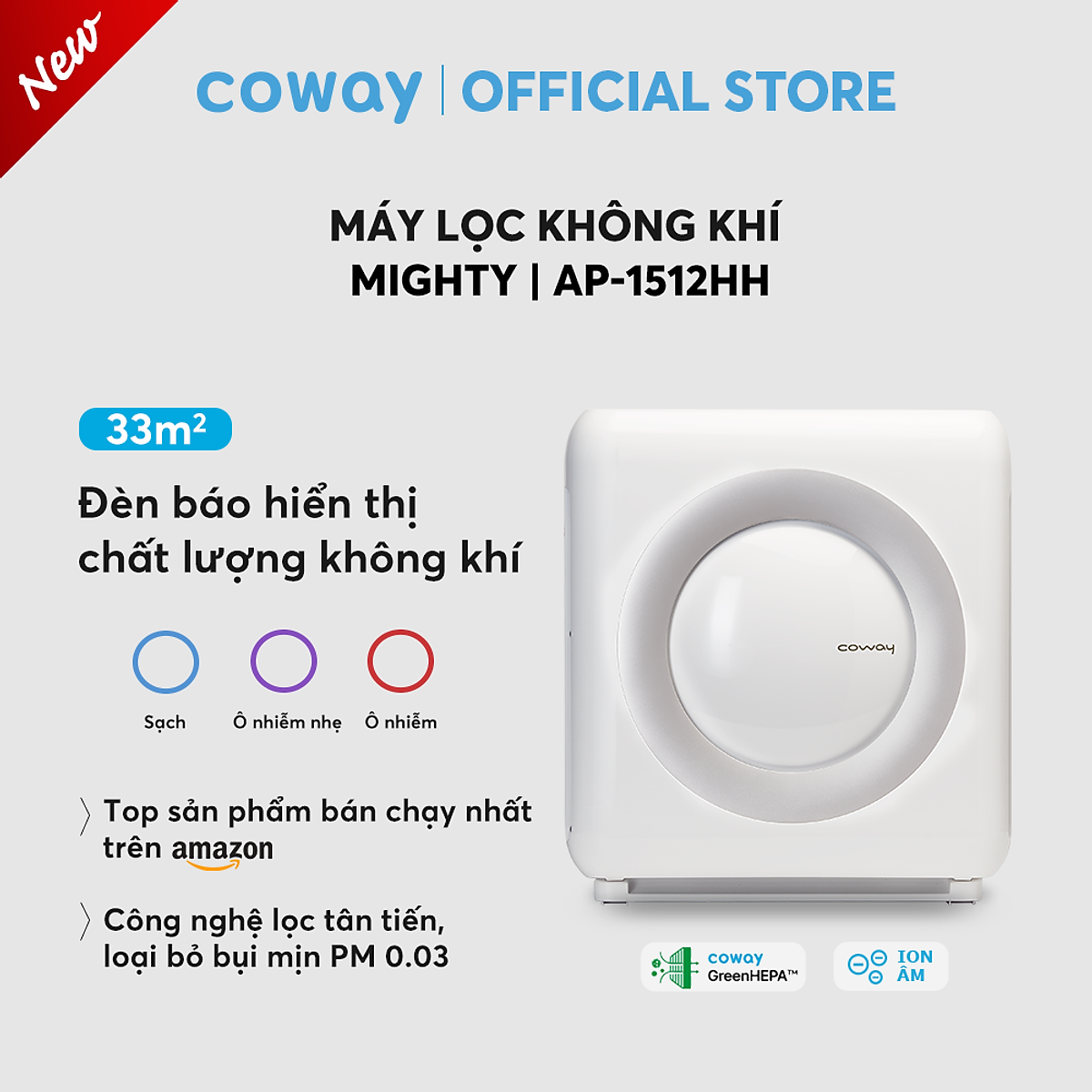 Máy lọc không khí thông minh Coway AP-1512HH JERU 82W - Diện tích sử dụng phòng 33.5m2 - Hàng chính hãng