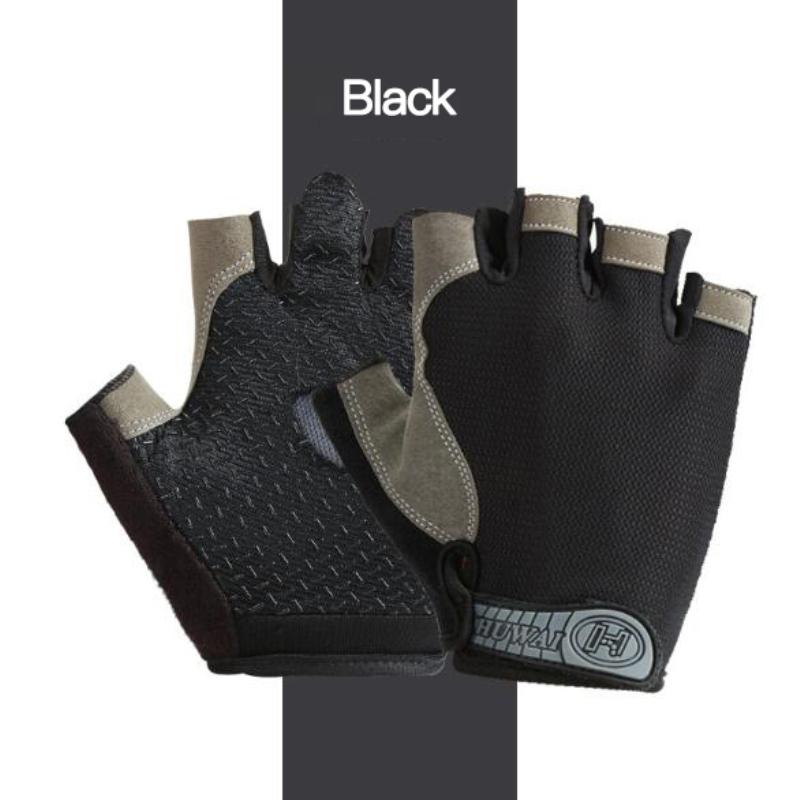 Găng Tay Ngón Tập Gym Thể Hình Chống Trơn Trượt Nam Nữ Guantes Đi Xe Đạp Fingerless Găng Tay Phụ Kiện Xe Đạp Color: Black Size: M