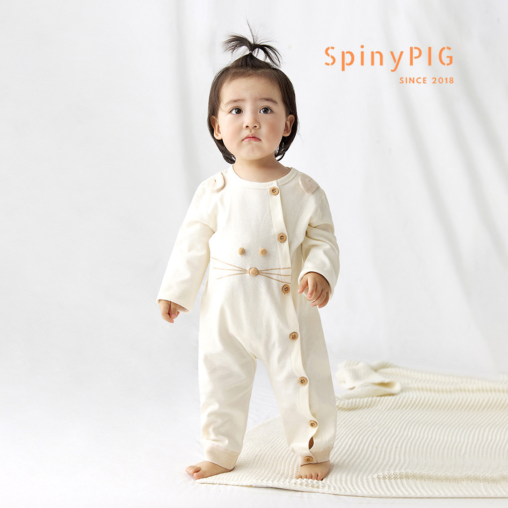 Hình ảnh Bộ body dài tay sơ sinh 0-2 tuổi 100% cotton tự nhiên không chất tẩy nhuộm an toàn cho bé mặt mèo dễ thương