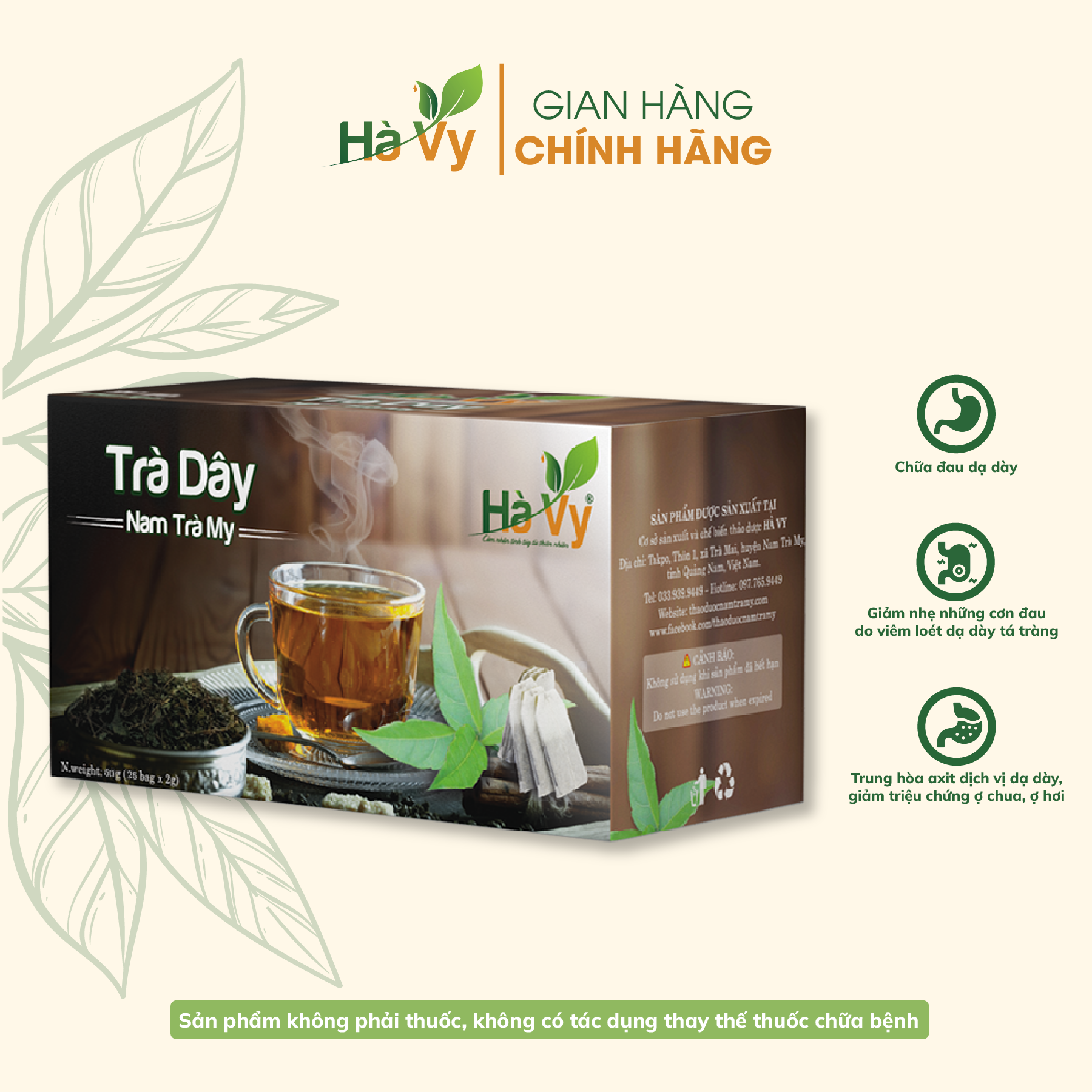 Combo Trà Giảo Cổ Lam &amp; Trà Dây Nam Trà My Hà Vy hỗ trợ làm đẹp da, hỗ trợ giảm cân, hỗ trợ điều trị bệnh dạ dày hiệu quả (set 2 hộp trà túi lọc)