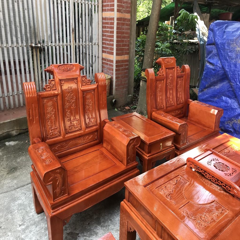 Bộ Bàn Ghế Âu Á Chương Cuốn Thư Gỗ Sồi Nga