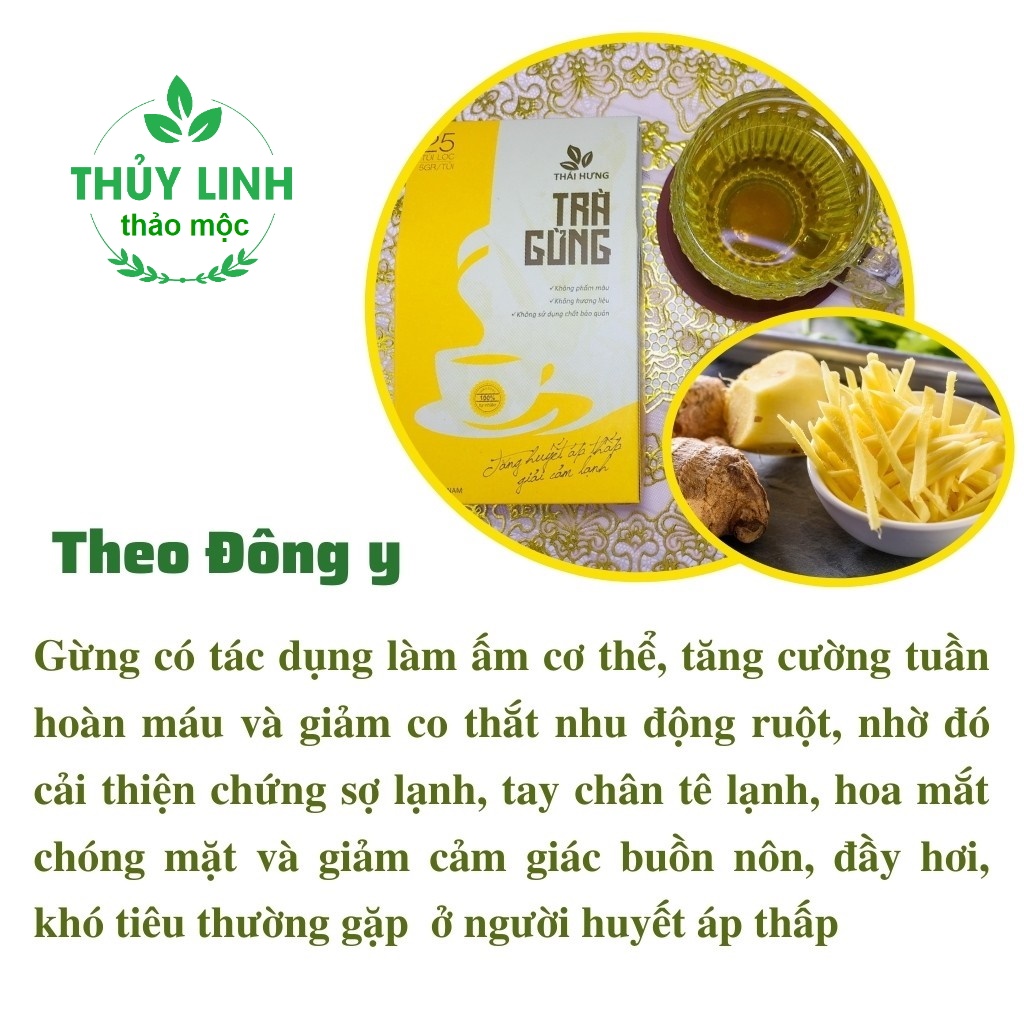 Trà Gừng Thái Hưng Giải cảm lạnh tăng huyết áp thấp - Hộp 25 túi lọc x 5g