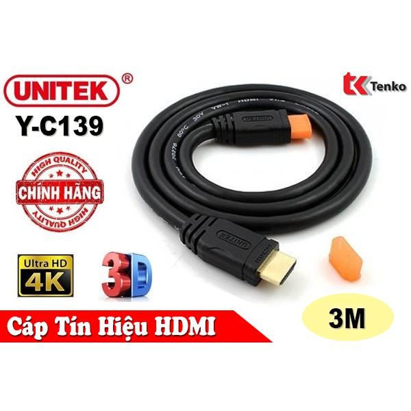 Cáp HDMI 3m hỗ trợ 3D, 4K x 2K Unitek Y-C139 - Hàng nhập khẩu