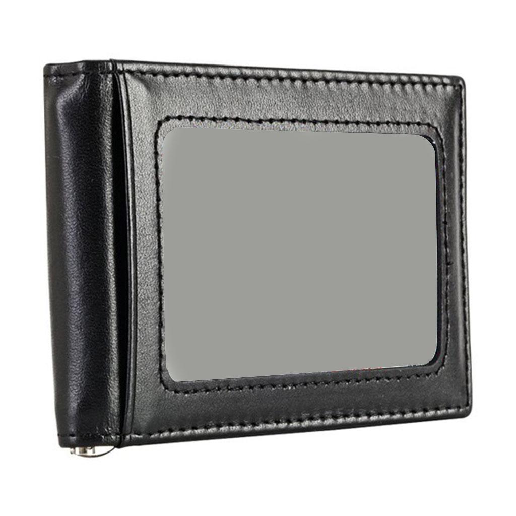 Men Minimalist Front Pocket Wallet, Leather Card Holder RFID Blocking Money Clip