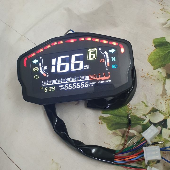 Đồng hồ điện tử DUCATI Báo km, Có Báo xăng, Báo vòng tua máy- màn hình LCD cực chất - G2098