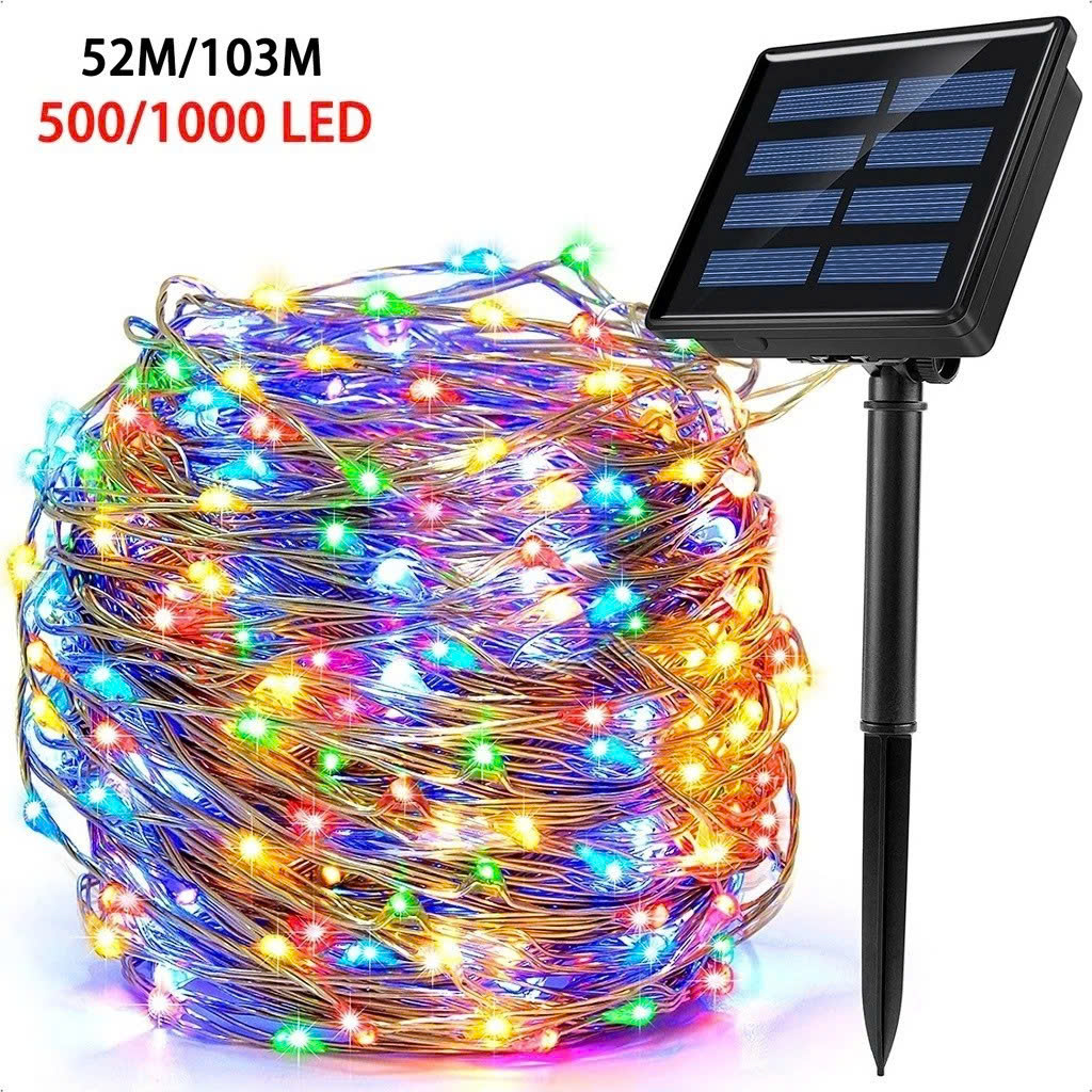DÂY ĐÈN LED NHIỀU MÀU 20M DÙNG NĂNG LƯỢNG MẶT TRỜI – TRANG TRÍ SIÊU ĐẸP