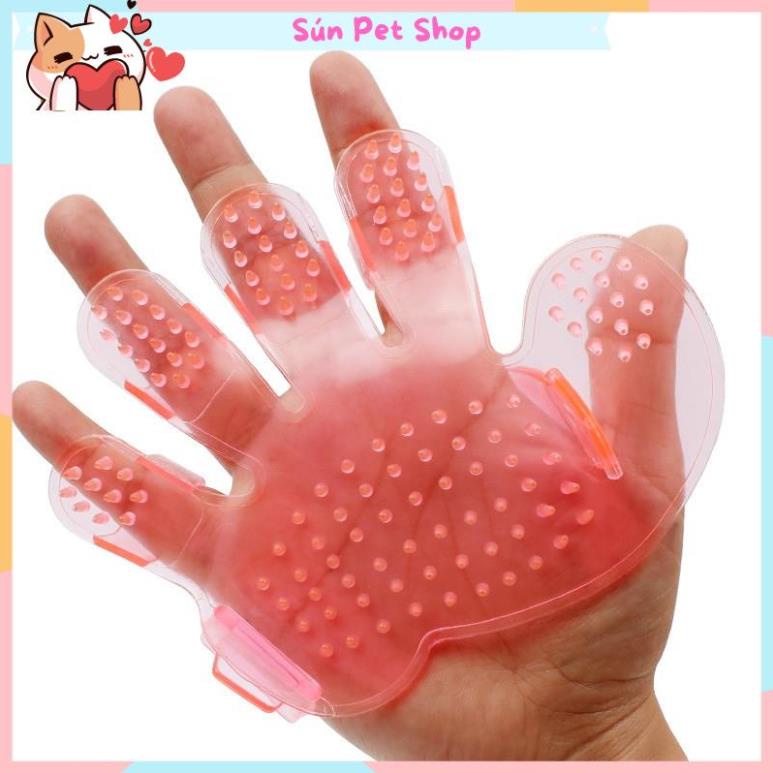 Găng tay tắm cho thú cưng (Bàn chải massage/ mát xa/ chải lông cho chó mèo)