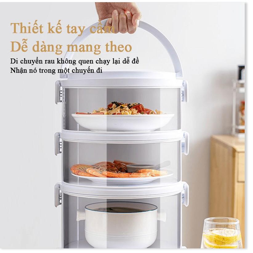 Chiếc lồng Vegetable Cover giữ nhiệt thức ăn xách tay, thiết kế khóa (3 tầng)