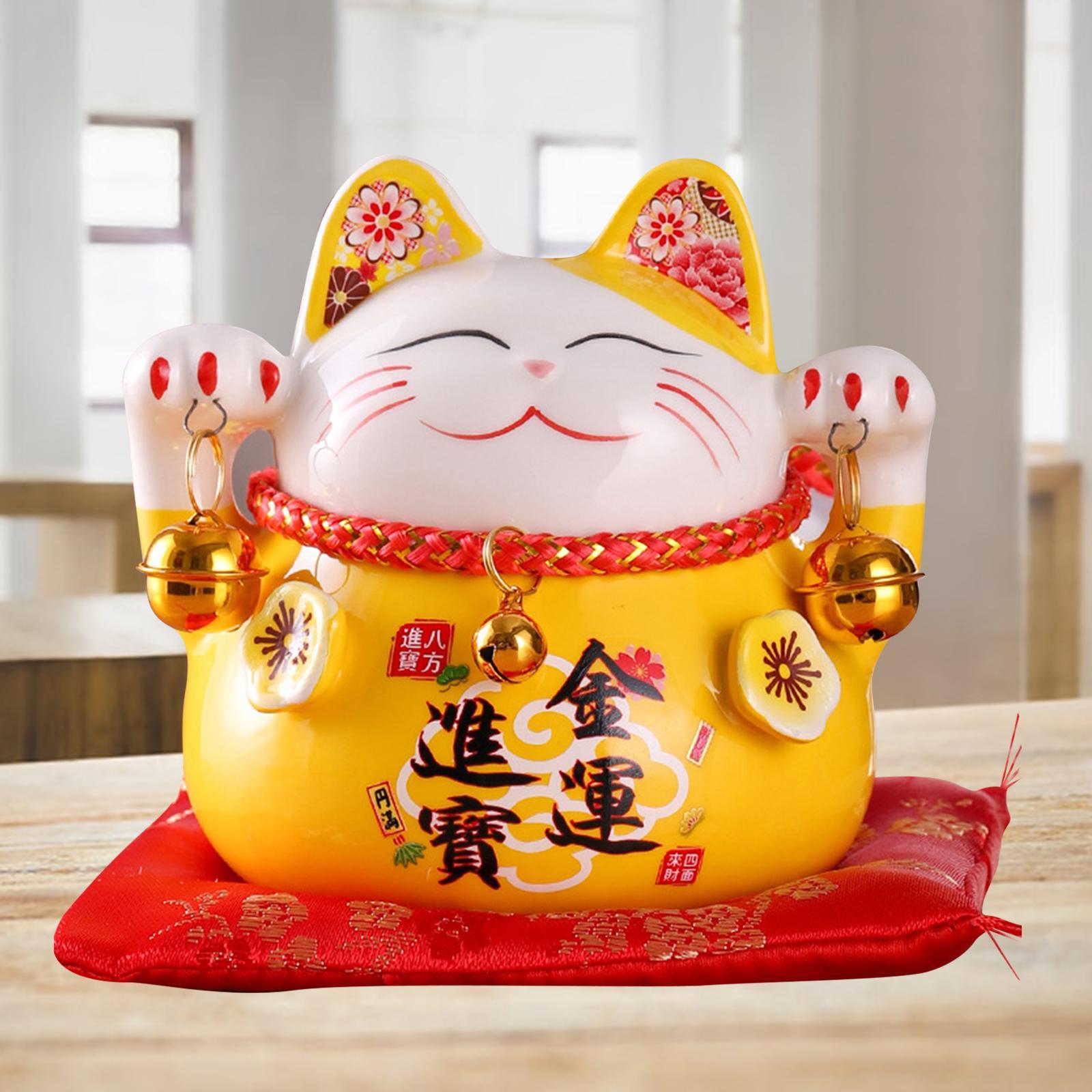 Fortune Cat Piggy Bank Japanese Decor Fengshui Creative Wealth for Home