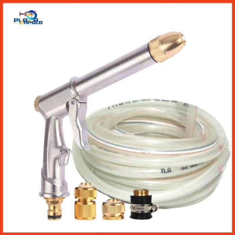 Vòi nước vòi phun nước rửa xe tưới cây tăng áp thông minh + bộ dây bơm nước cao cấp TLG 206810 đầu đồng,cút đồng
