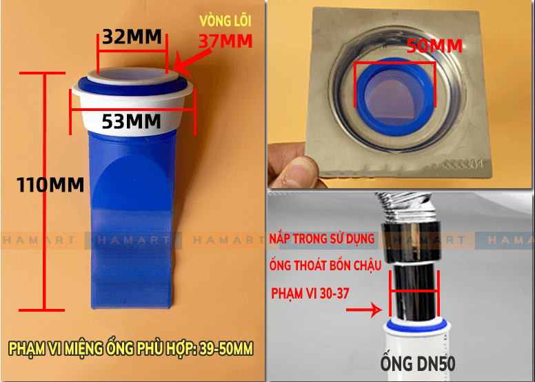 Ống Chặn Mùi Hôi Cống Hamart Phễu Thoát Sàn Chống Hôi Thoát Nước Chắn Côn Trùng Hiệu Quả