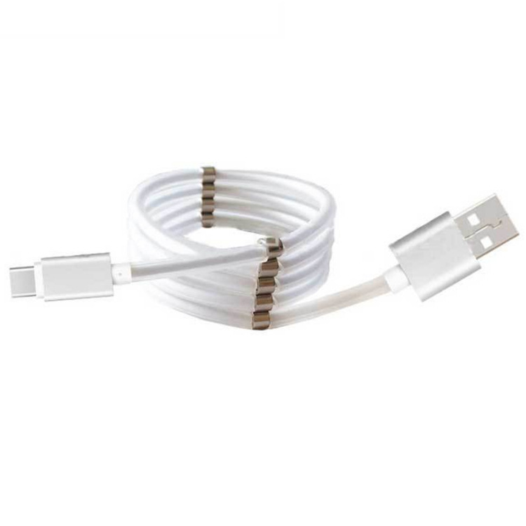 Dây cáp sạc chống rối, tự động thu gọn cho Iphone, Type C, Micro USB, có nam châm - Màu ngẫu nhiên