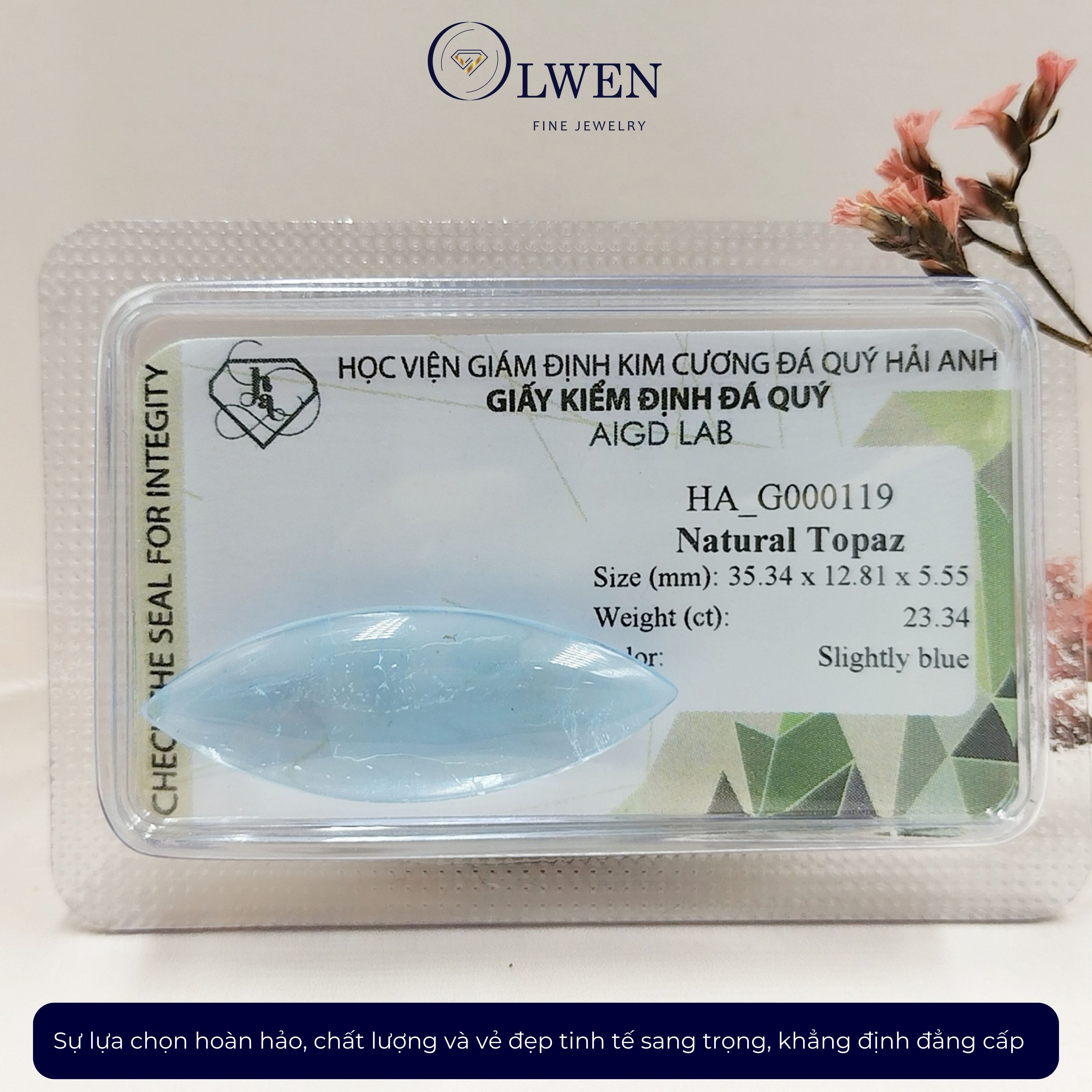 Viên đá Topaz thiên nhiên có kiểm định HA_G000119