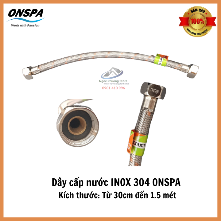 Dây Cấp Nước INOX 304 Hiệu ONSPA, Kích Thước Từ 30cm Đến 1.5 Mét